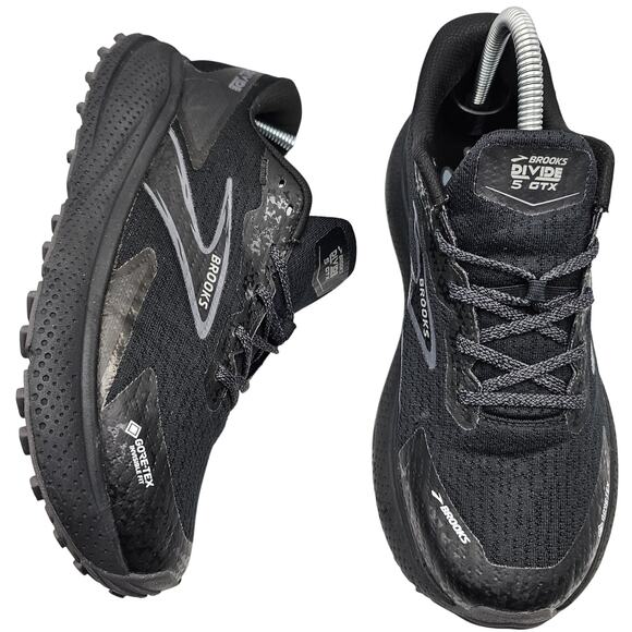 Brooks Divide 5 GTX Waterproof Trail Running Shoes Black Womens 8.5 Medium B - Picture 1 of 8